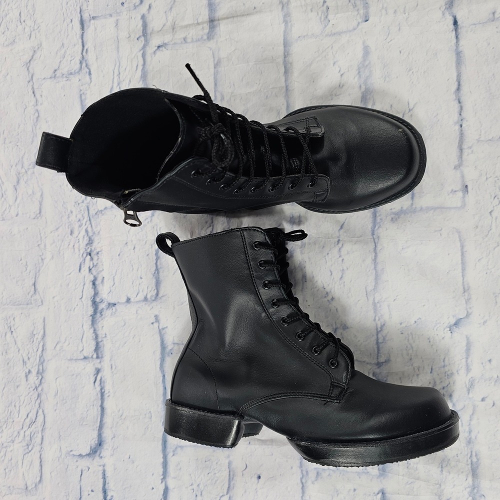 Bloch Militaire Dance Boots Womens 7 Black Lace Up Side Zip Faux Leather Lug